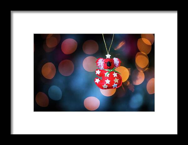 Christmas Framed Print featuring the photograph Christmas Tree Decoration with Bokeh by Anita Nicholson