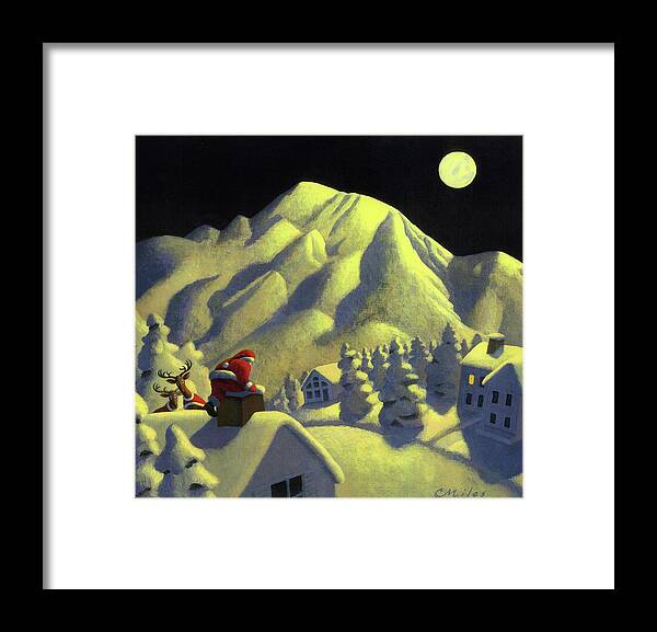 Christmas Framed Print featuring the painting Christmas Under Olympus by Chris Miles