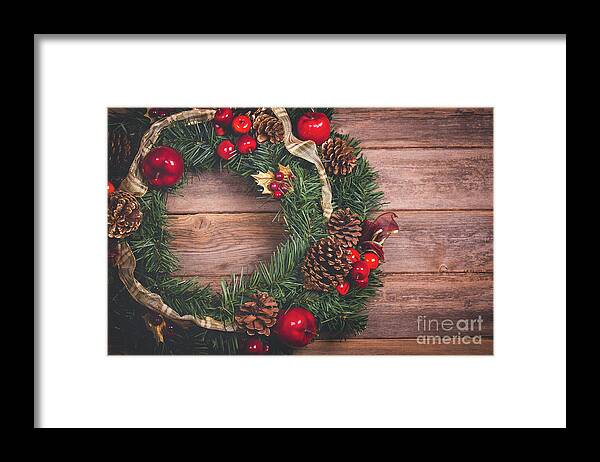 Authentic Framed Print featuring the photograph Christmas wreath by Jane Rix