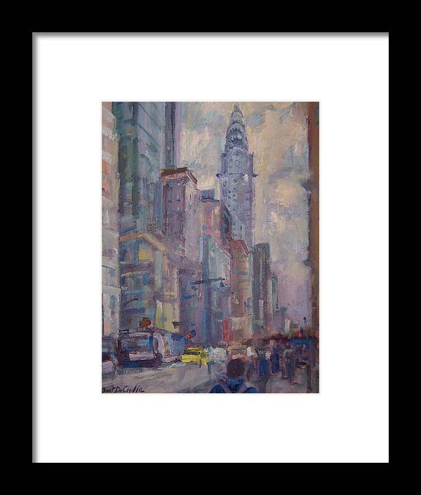 City Scene 34th St And Chrysler Building Framed Print featuring the painting Chrysler Building by Bart DeCeglie