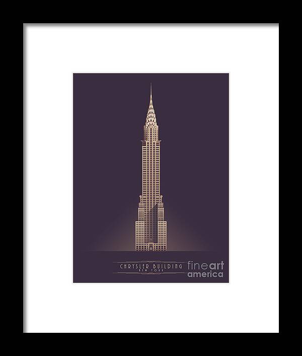 Chrysler Building Framed Print featuring the digital art Chrysler Building - Vintage Dark by Organic Synthesis