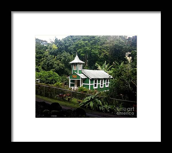 Little Church Framed Print featuring the painting Church in Hawaii by Carl Gouveia