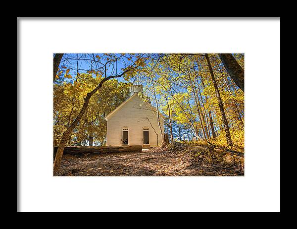 Church Framed Print featuring the photograph Church in trees by Dmdcreative Photography