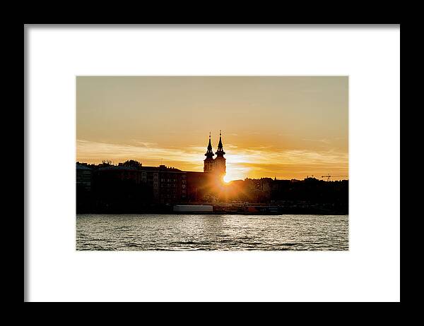 Budapest Framed Print featuring the photograph Church Tower Silhouette by Sharon Popek