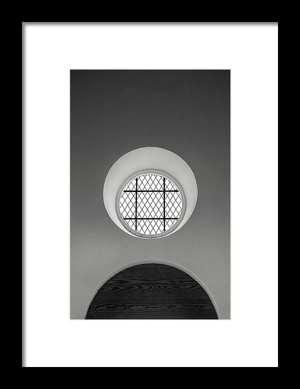 Window Framed Print featuring the photograph Church Window in Black and White by Don Johnson