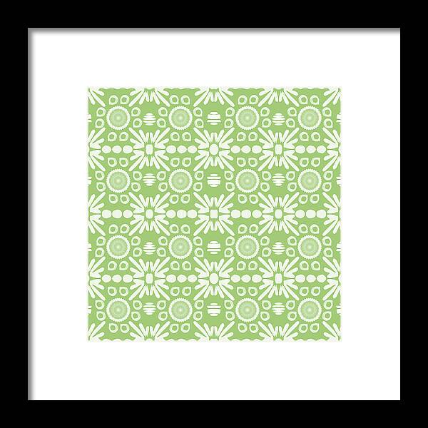 Cilantro Framed Print featuring the mixed media Cilantro- Green and White Art by Linda Woods by Linda Woods