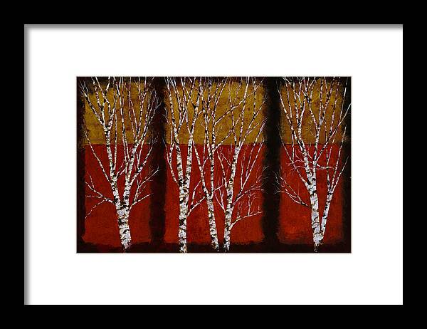 Birches Framed Print featuring the painting Cinque Betulle by Guido Borelli