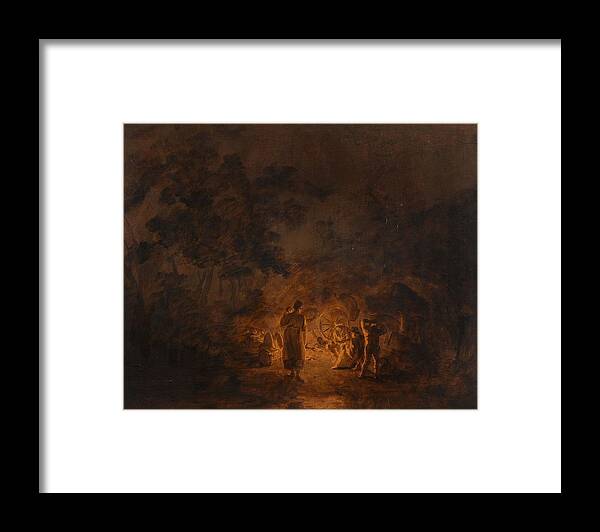 Circle Of Thomas Gainsborough (1727-1788) Gypsy Encampment Framed Print featuring the painting Circle of Thomas Gainsborough by MotionAge Designs