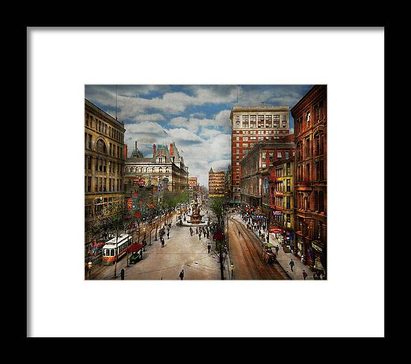 Color Framed Print featuring the photograph City - Cincinnati OH - Tyler Davidson Fountain 1907 by Mike Savad
