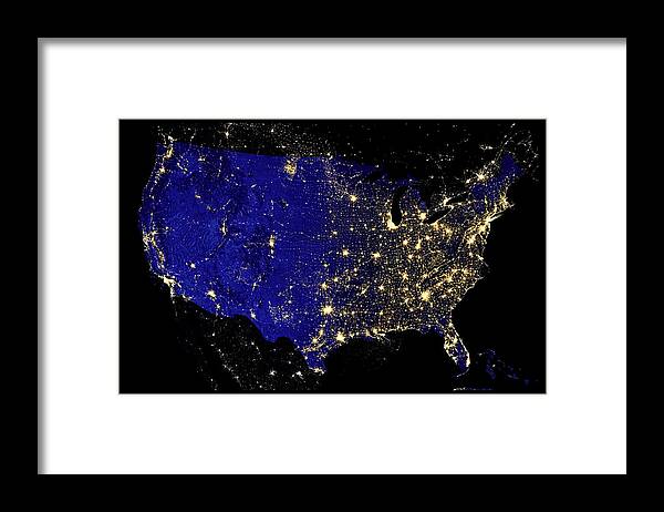 Nasa Framed Print featuring the photograph City Lights of the United States by Weston Westmoreland