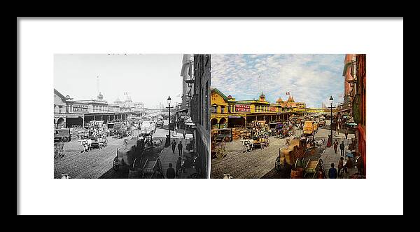 Color Framed Print featuring the photograph City - NY - A hundred some years ago 1900 - Side by Side by Mike Savad