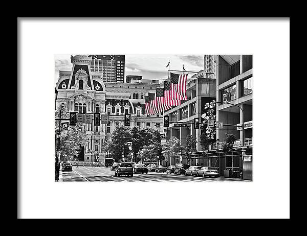 Flags Framed Print featuring the photograph City of Brotherly Love - Philadelphia by Louis Dallara