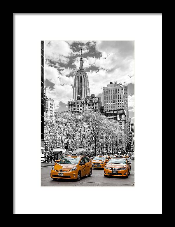 Empire State Building Framed Print featuring the photograph City Of Cabs by Az Jackson