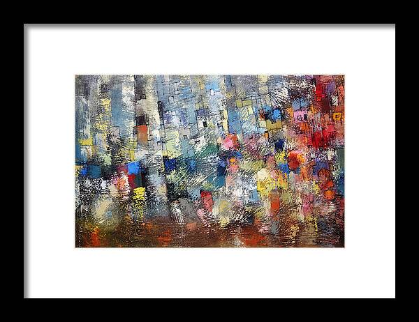 Ronex Art Framed Print featuring the painting City Scape 3 by Ronex Ahimbisibwe