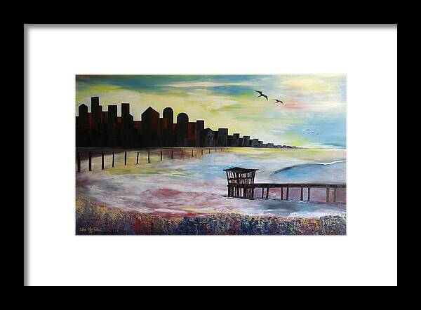Landscape Framed Print featuring the painting City Silhouette by Obi-Tabot Tabe