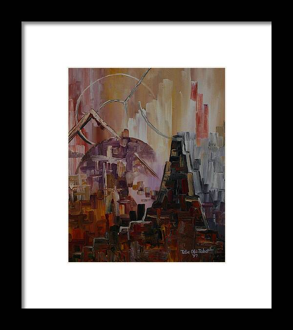 Cityscape 1 Framed Print featuring the painting Cityscape 1 by Obi-Tabot Tabe