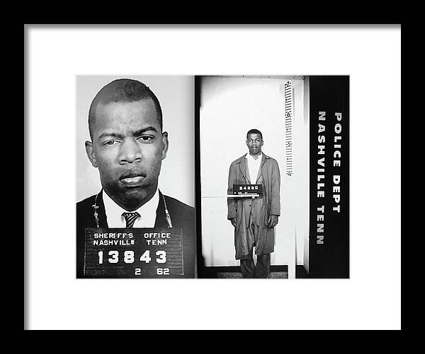 Civil Framed Print featuring the photograph Civil Rights Leader John Lewis Mugshot by Digital Reproductions