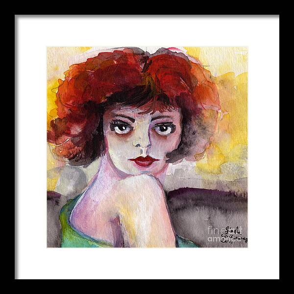 Clara Bow Framed Print featuring the painting Clara Bow Vintage Movie Stars The It Girl Flappers by Ginette Callaway