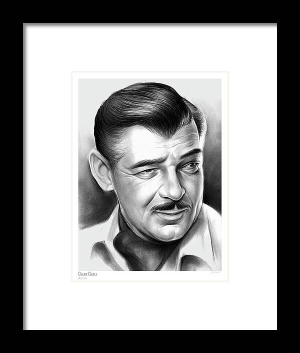 Clark Gable Framed Print featuring the drawing Clark Gable 26AUG17 by Greg Joens
