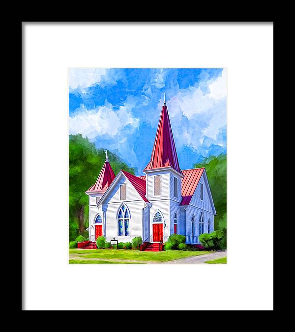 Georgia Framed Print featuring the mixed media Classic American Church - Oglethorpe Lutheran by Mark Tisdale