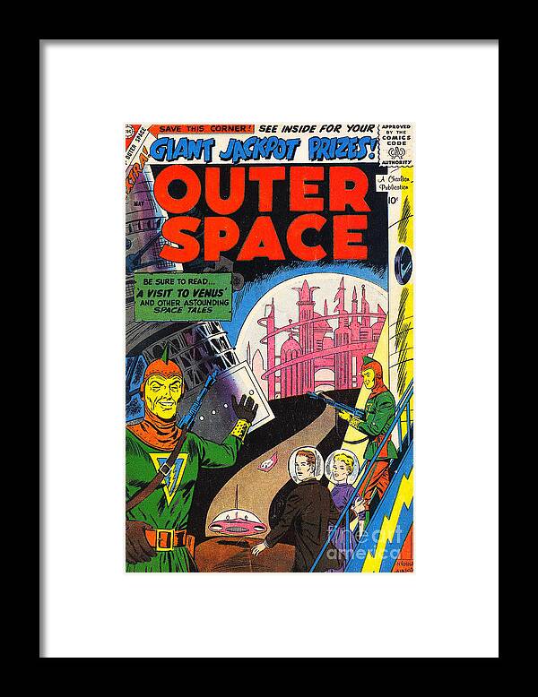 Wingsdomain Framed Print featuring the photograph Classic Comic Book Cover Outer Space by Wingsdomain Art and Photography