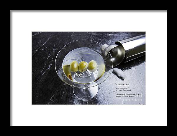 Martini Framed Print featuring the photograph Classic Martini with Recipe by Karen Foley