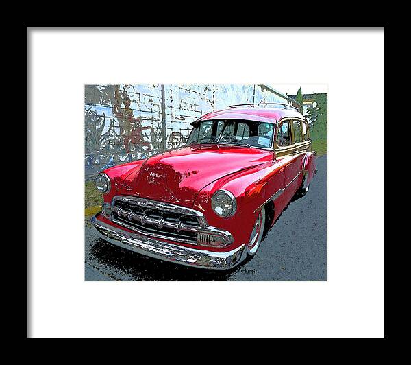 Classic Red Chevy Framed Print featuring the photograph Classic Red Chevy Woody Station Wagon by Rebecca Korpita