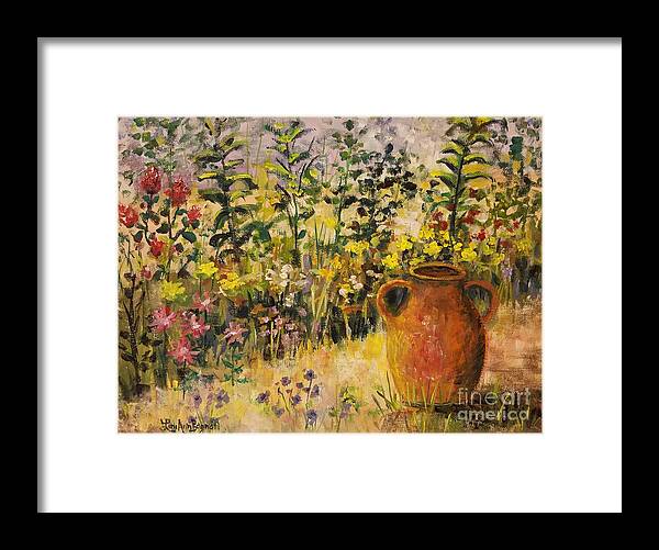 Garden Framed Print featuring the painting Clay Pot in the Garden by Lou Ann Bagnall