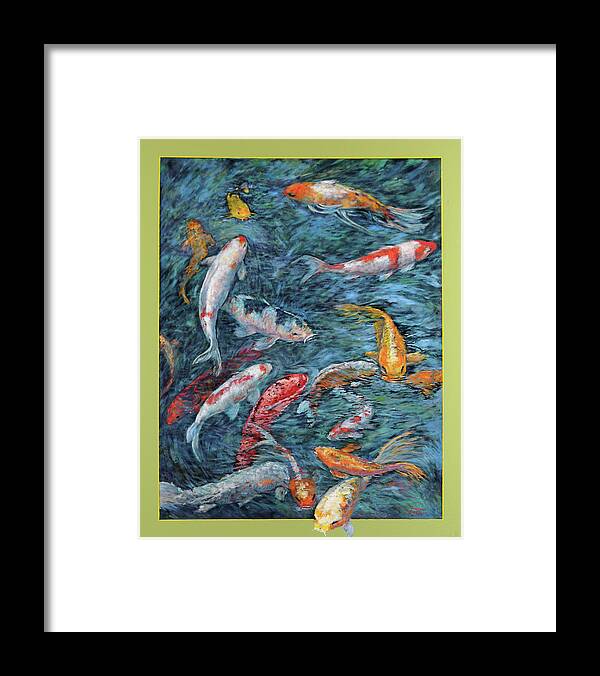Koi Framed Print featuring the painting Clear Creek Koi with painted on mat by Charles Munn