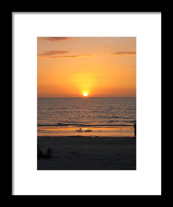 Sunset Framed Print featuring the painting Clear sunset by Clara Sue Beym