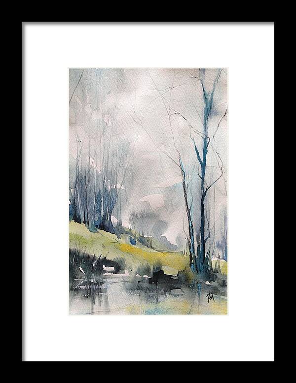Landscape Framed Print featuring the painting Clearing By the Riverbank by Robin Miller-Bookhout