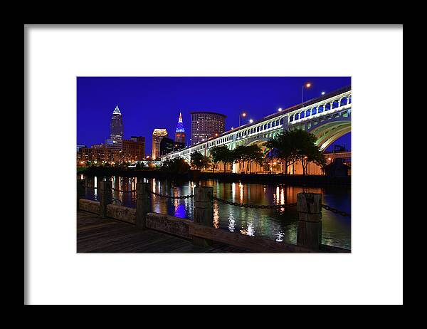 Cleveland Framed Print featuring the photograph Cleveland Boardwalk Skyline by Clint Buhler