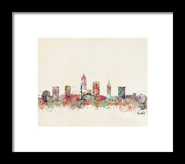 Cleveland City Skyline Framed Print featuring the painting Cleveland by Bri Buckley