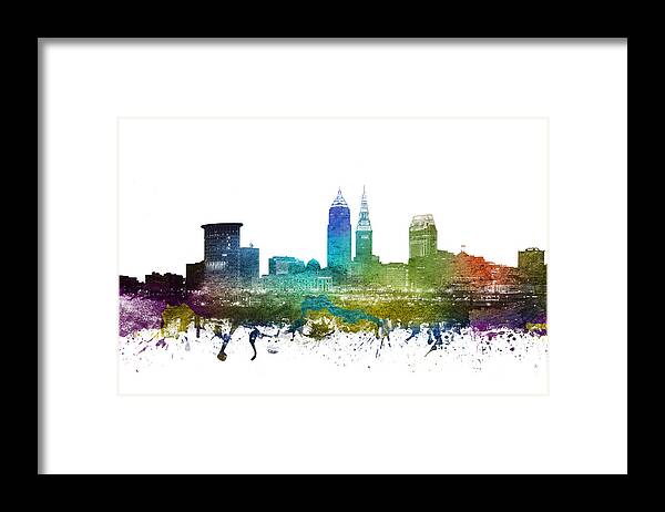 Cleveland Framed Print featuring the digital art Cleveland Cityscape 01 by Aged Pixel