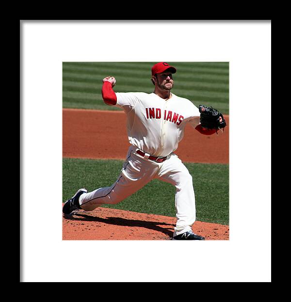 Horizontal Photo Framed Print featuring the photograph Cleveland Indians Pitcher by Valerie Collins
