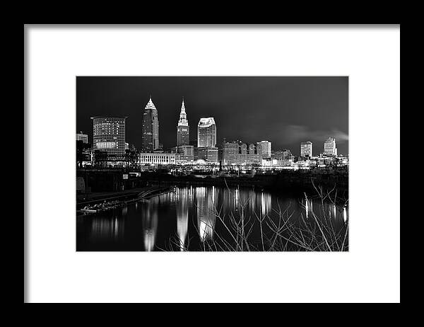 Black And White Framed Print featuring the photograph Cleveland Reflections by Clint Buhler