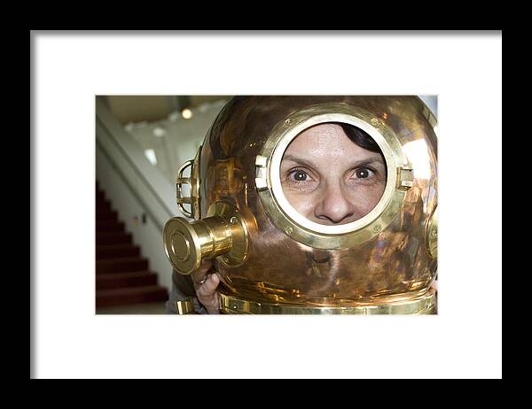Woman Framed Print featuring the photograph Clifflyn Bromling in Copper Helmet by Carl Purcell