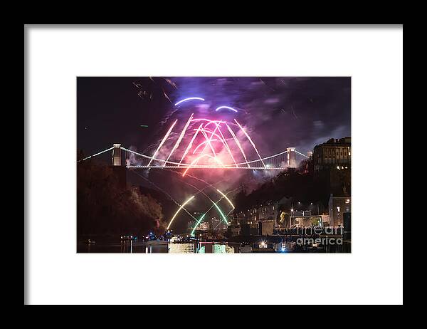 Fireworks Framed Print featuring the photograph Clifton Suspension Bridge fireworks by Colin Rayner