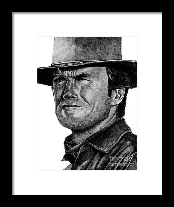 Clint Framed Print featuring the drawing Clint Eastwood by Bill Richards