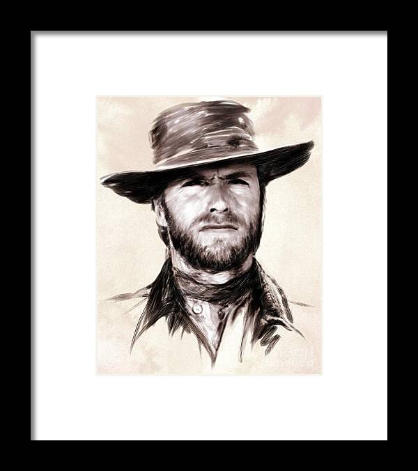 Clint Eastwood Framed Print featuring the painting Clint Eastwood Portrait by Wu Wei
