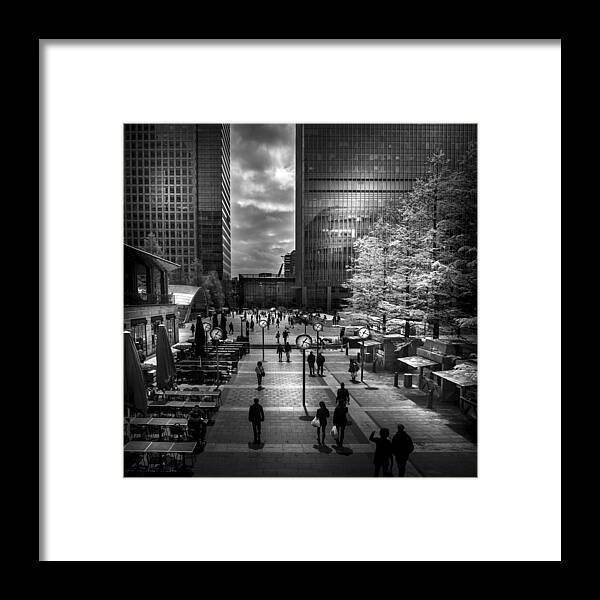 City Docklands Offices Workers Framed Print featuring the photograph Clock City by S J Bryant