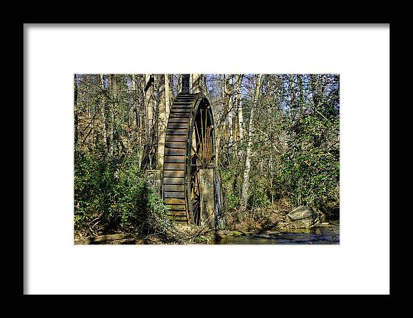 Mountains Framed Print featuring the photograph Closeup of Iron Water Wheel by Cathy Harper