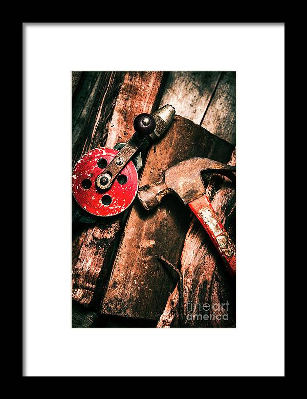Tool Framed Print featuring the photograph Close up of old tools by Jorgo Photography