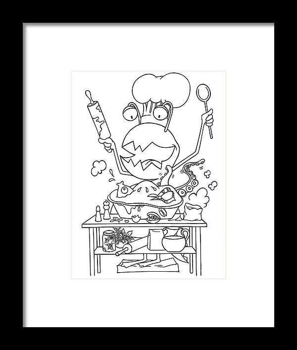 Monster Framed Print featuring the drawing Closet Monster Baking by Konni Jensen