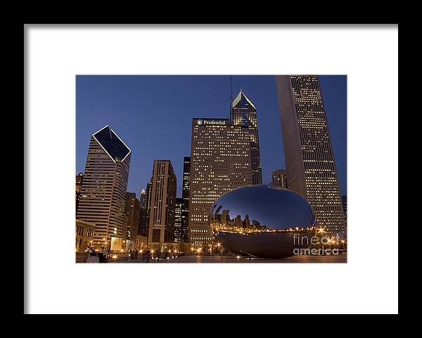 Cloud Gate Framed Print featuring the photograph Cloud Gate at Night by Timothy Johnson