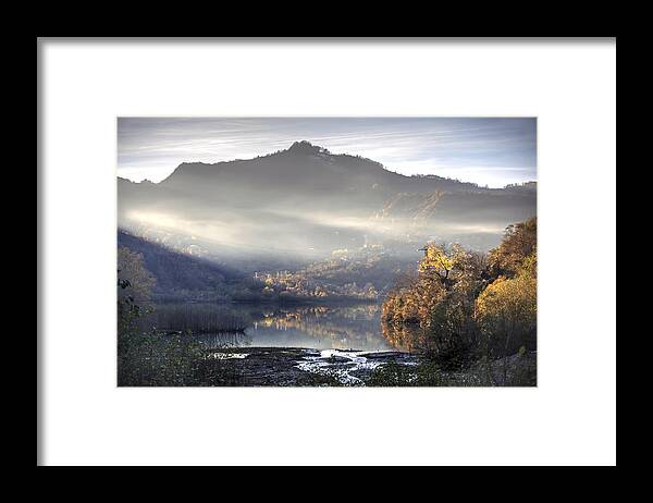 Clouds Framed Print featuring the photograph Mist in the evening by Gouzel -