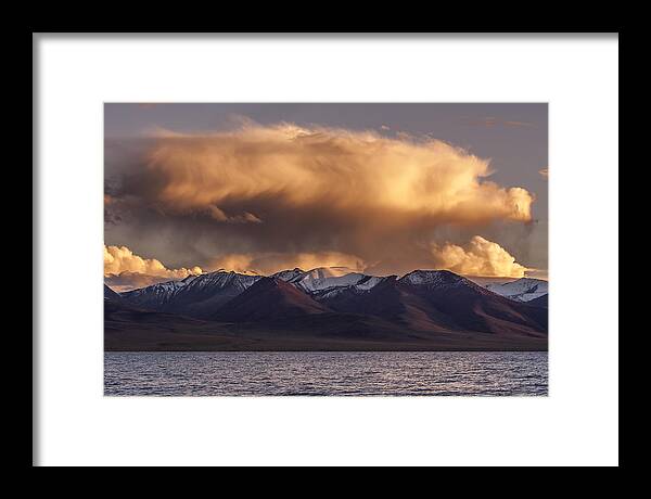 Cloud Framed Print featuring the photograph Cloud over Namtso by Hitendra SINKAR