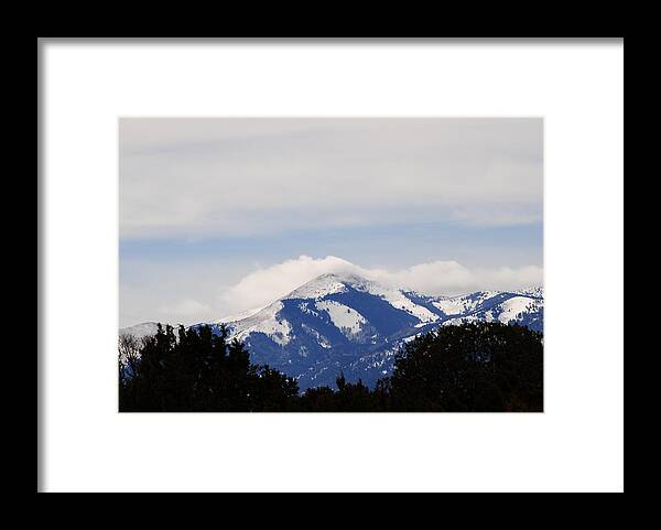 Mountains Framed Print featuring the photograph Clouds and Snow on Sierra Blanca by Jon Rossiter