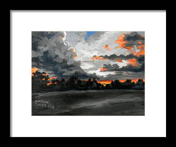 Clouds Dusk Sunset Usa Macon Georgia Landscape Framed Print featuring the painting Clouds at Dusk by Martha Tisdale