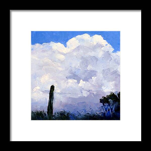 Oil Painting Framed Print featuring the painting Clouds Building by Susan Woodward